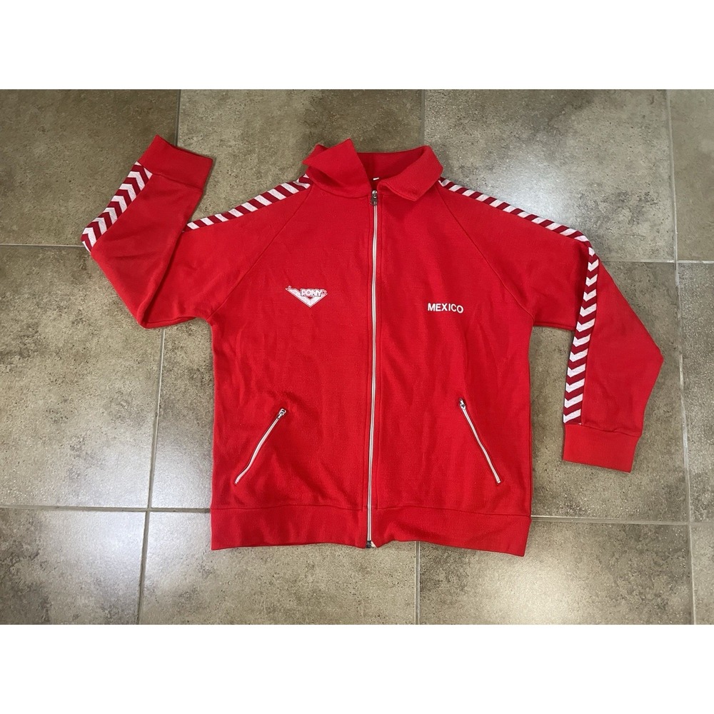 VTG RARE 1980 PONY Mexico National Soccer Team Sz M Red Warm Up Track Jacket